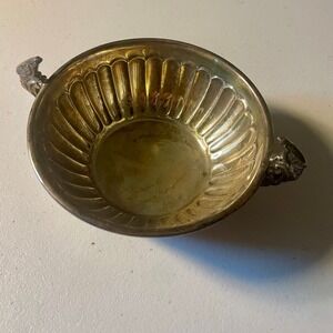 Midcentury Mexican sterling silver double peacock handled bowl by AOM for Tane O